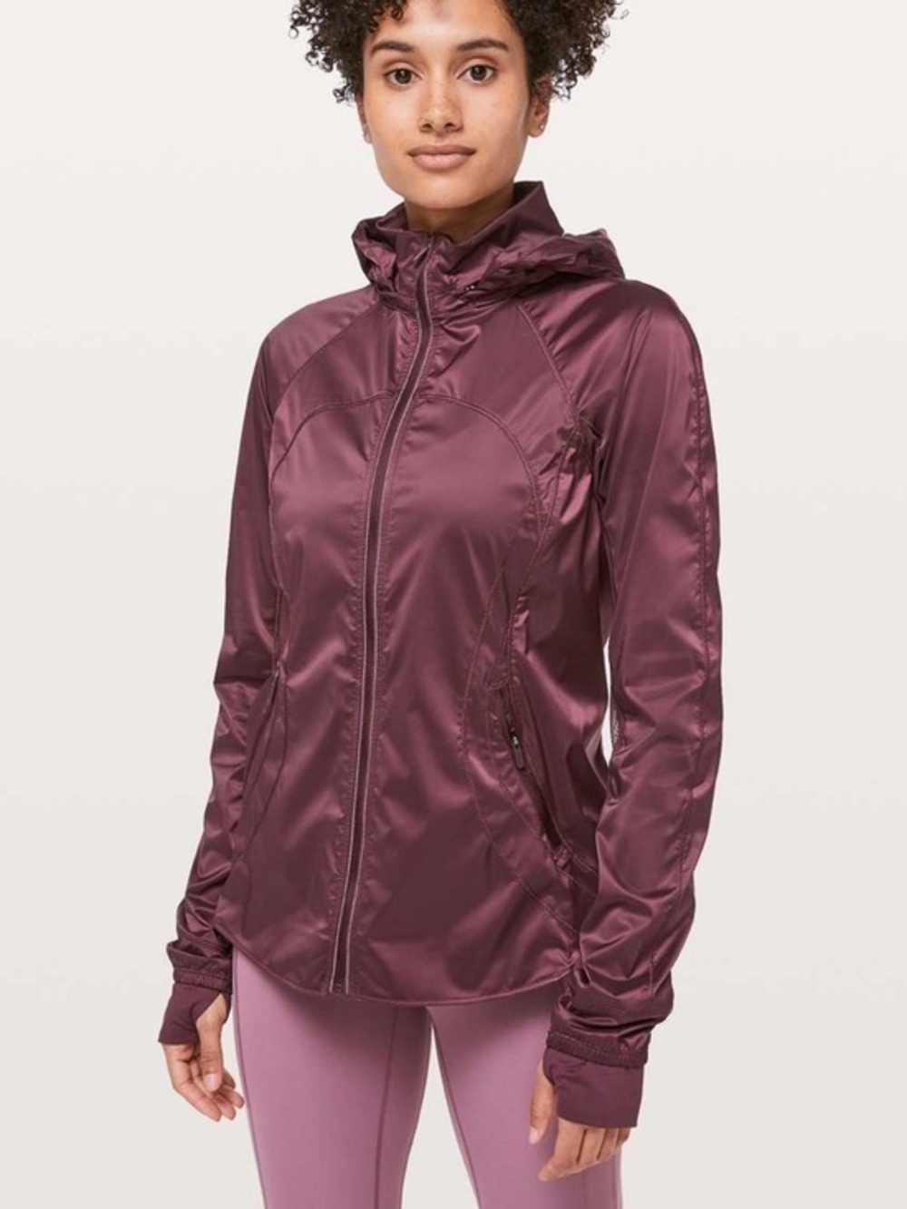 Lululemon burgundy goal crusher pack-away hood zip jacket